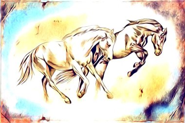 El yazması at başlı kalem çizim çizer grunge