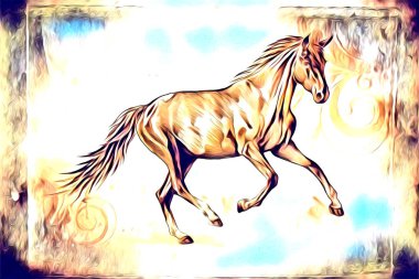 El yazması at başlı kalem çizim çizer grunge