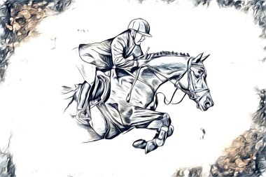 El yazması at başlı kalem çizim çizer grunge