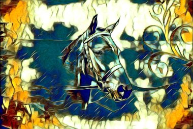 El yazması at başlı kalem çizim çizer grunge