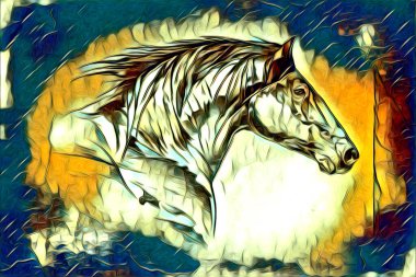 El yazması at başlı kalem çizim çizer grunge