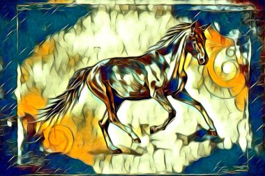 El yazması at başlı kalem çizim çizer grunge