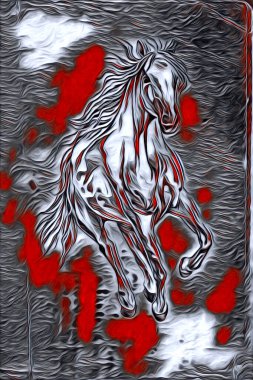 El yazması at başlı kalem çizim çizer grunge