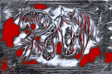 El yazması at başlı kalem çizim çizer grunge