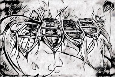 Antika tekne deniz motifi el yapımı çizimler