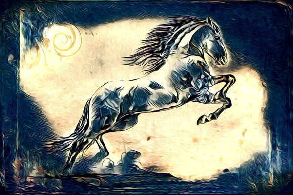 Mão Livre Cavalo Cabeça Lápis Desenho Ilustrador Grunge — Fotografia de Stock
