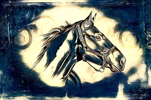 Freehand Horse Head Pencil Drawing Illustrator Grunge — Stock Photo, Image