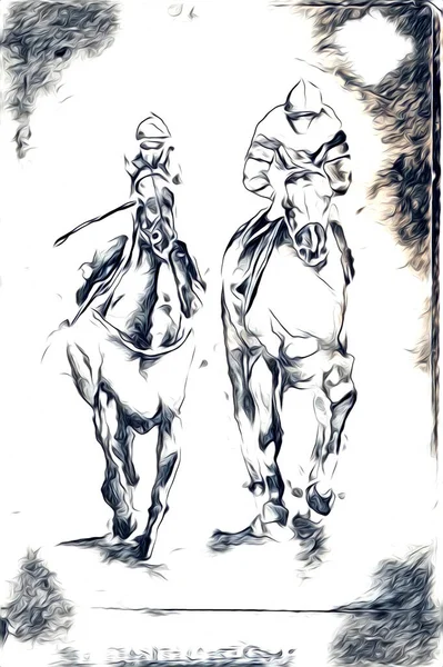 Frihand Häst Huvud Penna Teckning Illustratör Grunge — Stockfoto
