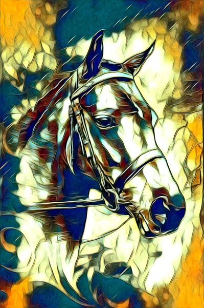 Freehand Horse Head Pencil Drawing Illustrator Grunge — Stock Photo, Image