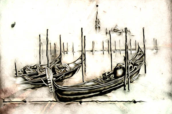 Bateau Antique Motif Mer Dessin Illustration Main — Photo