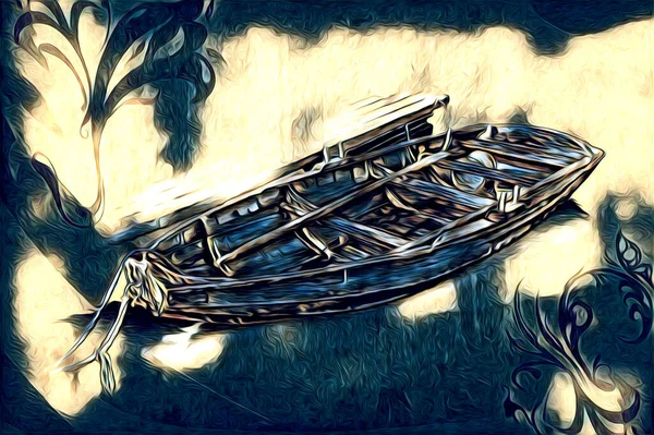 Barco Antiguo Mar Motivo Dibujo Ilustración Hecha Mano —  Fotos de Stock