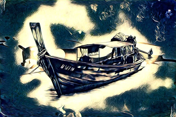 Antique Boat Sea Motive Drawing Handmade Illustration — Stock Photo, Image