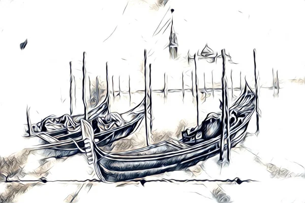 Bateau Antique Motif Mer Dessin Illustration Main — Photo