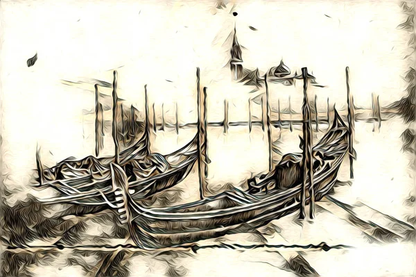 Zabytkowy Łódź Morze Motyw Rysunek Ręcznie Ilustracja — Zdjęcie stockowe