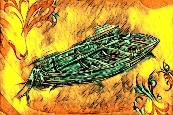 古船航海动机手绘图解 — 图库照片
