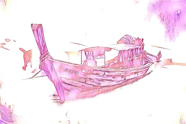 Старинная Лодка Морской Мотив Рисунок Ручной Работы — стоковое фото