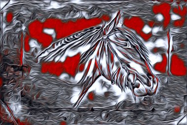 El yazması at başlı kalem çizim çizer grunge