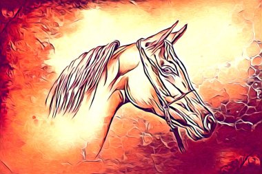 El yazması at başlı kalem çizim çizer grunge