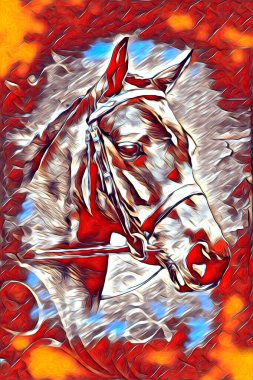 El yazması at başlı kalem çizim çizer grunge