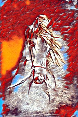 El yazması at başlı kalem çizim çizer grunge