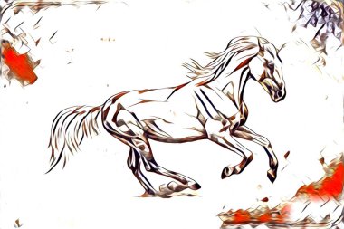 El yazması at başlı kalem çizim çizer grunge