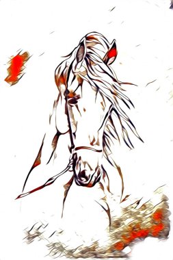 El yazması at başlı kalem çizim çizer grunge