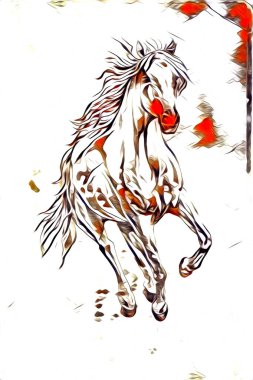 El yazması at başlı kalem çizim çizer grunge