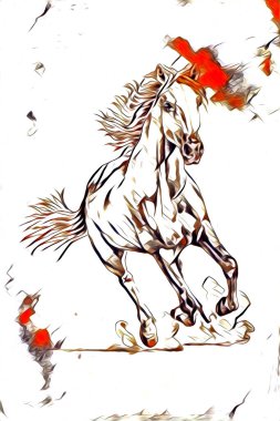 El yazması at başlı kalem çizim çizer grunge