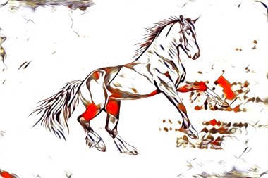 El yazması at başlı kalem çizim çizer grunge