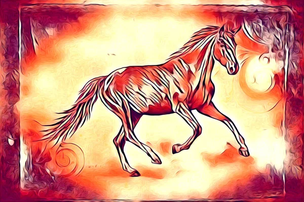 Mano Alzada Caballo Cabeza Lápiz Dibujo Ilustrador Grunge — Foto de Stock