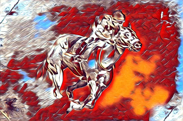 Mano Alzada Caballo Cabeza Lápiz Dibujo Ilustrador Grunge — Foto de Stock