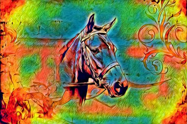 El yazması at başlı kalem çizim çizer grunge