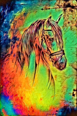 El yazması at başlı kalem çizim çizer grunge