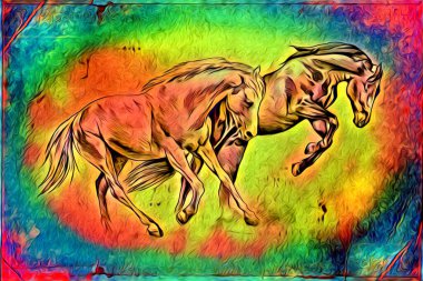 El yazması at başlı kalem çizim çizer grunge