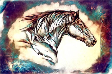 El yazması at başlı kalem çizim çizer grunge