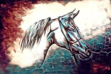 El yazması at başlı kalem çizim çizer grunge