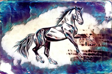 El yazması at başlı kalem çizim çizer grunge