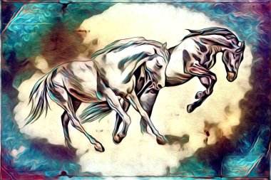 El yazması at başlı kalem çizim çizer grunge