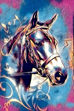 El yazması at başlı kalem çizim çizer grunge