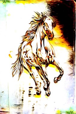 El yazması at başlı kalem çizim çizer grunge