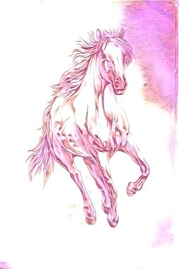 El yazması at başlı kalem çizim çizer grunge