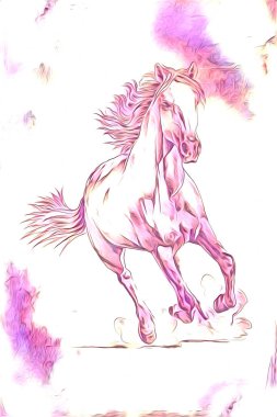 El yazması at başlı kalem çizim çizer grunge