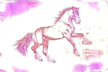 El yazması at başlı kalem çizim çizer grunge