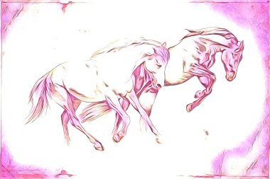 El yazması at başlı kalem çizim çizer grunge