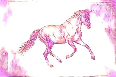 El yazması at başlı kalem çizim çizer grunge