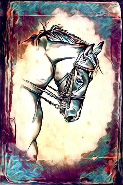 Freehand Horse Head Pencil Drawing Illustrator Grunge — Stock Photo, Image