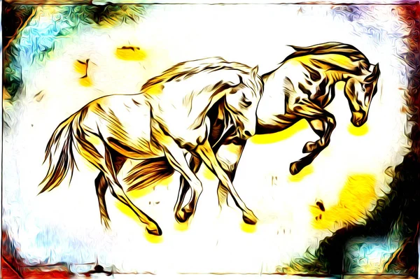 Mano Alzada Caballo Cabeza Lápiz Dibujo Ilustrador Grunge —  Fotos de Stock