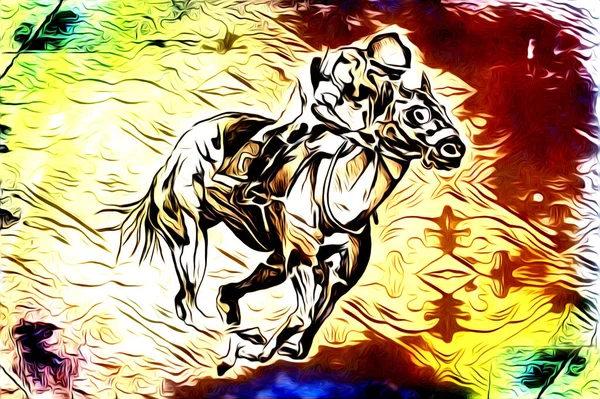 Mano Libera Testa Cavallo Matita Disegno Illustratore Grunge — Foto Stock