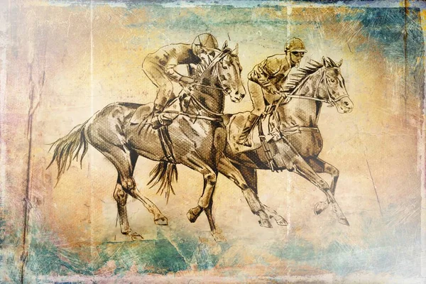 Πολύχρωμο Άλογο Τέχνης Εικονογράφηση Grunge Ζωγραφική Φωτογραφία Χειμώνα — Φωτογραφία Αρχείου