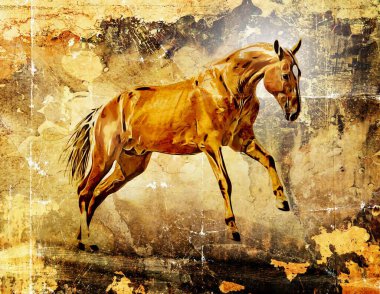 Renkli at sanatı çizimi grunge resmi